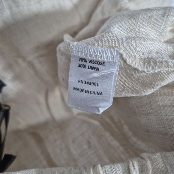Coco Carmen Womens Linen Pants Size XXL Pull On Fringe Hem Minimalist Summer - Picture 5 of 7